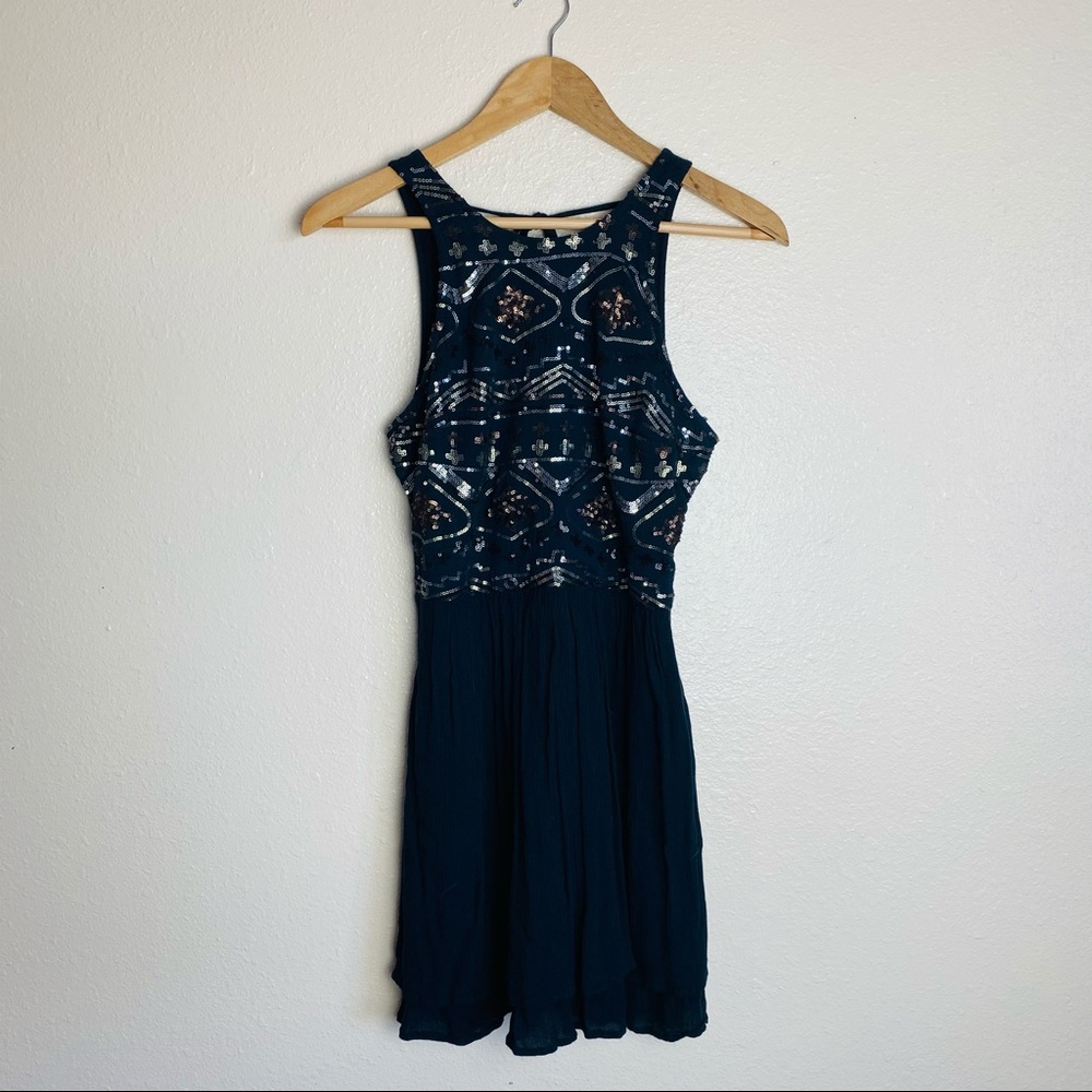 Hollister Black & Gold Sequin Embellished Dress